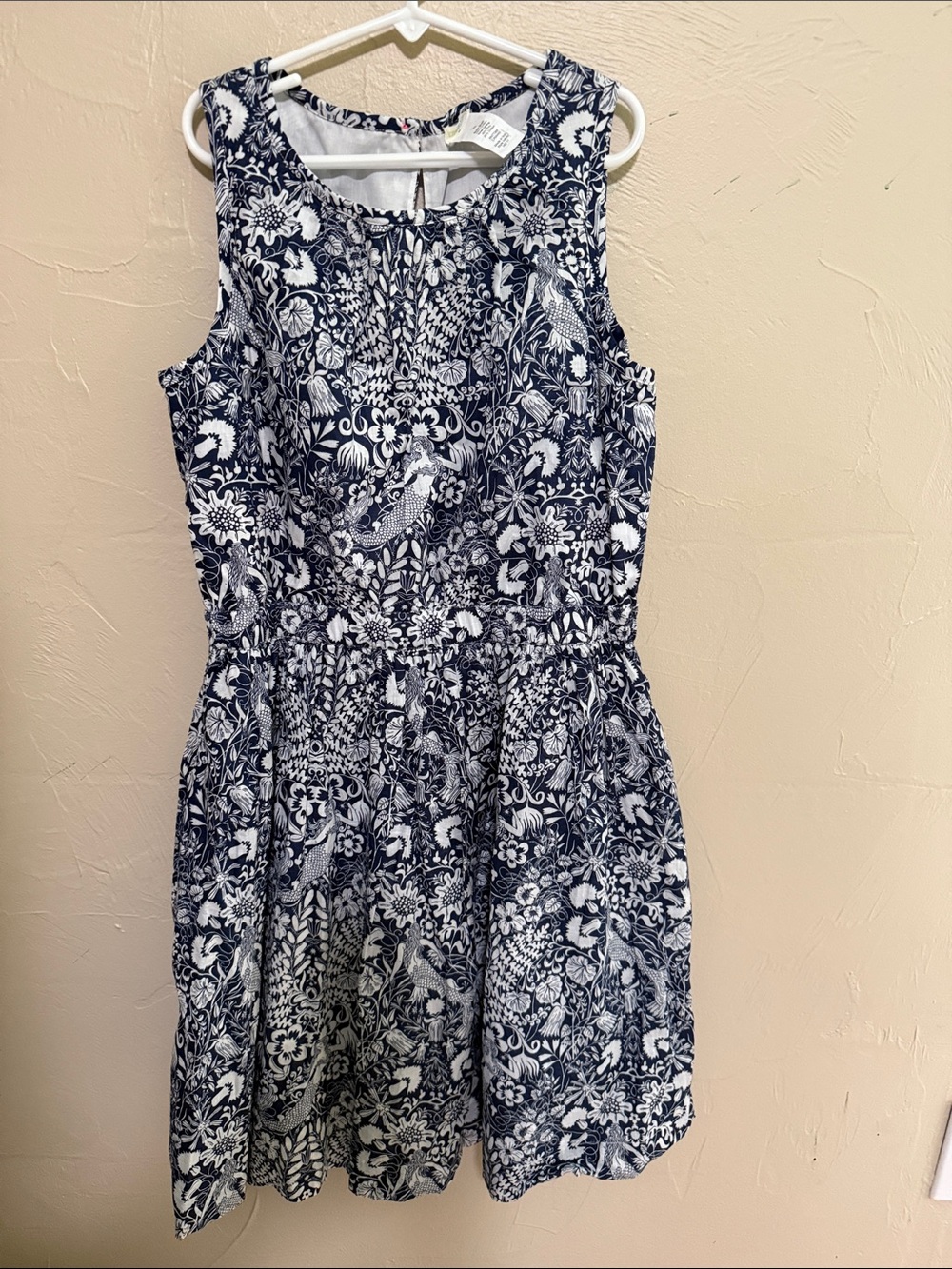 Crewcuts Navy and White Floral Print Sundress mermaids size 12